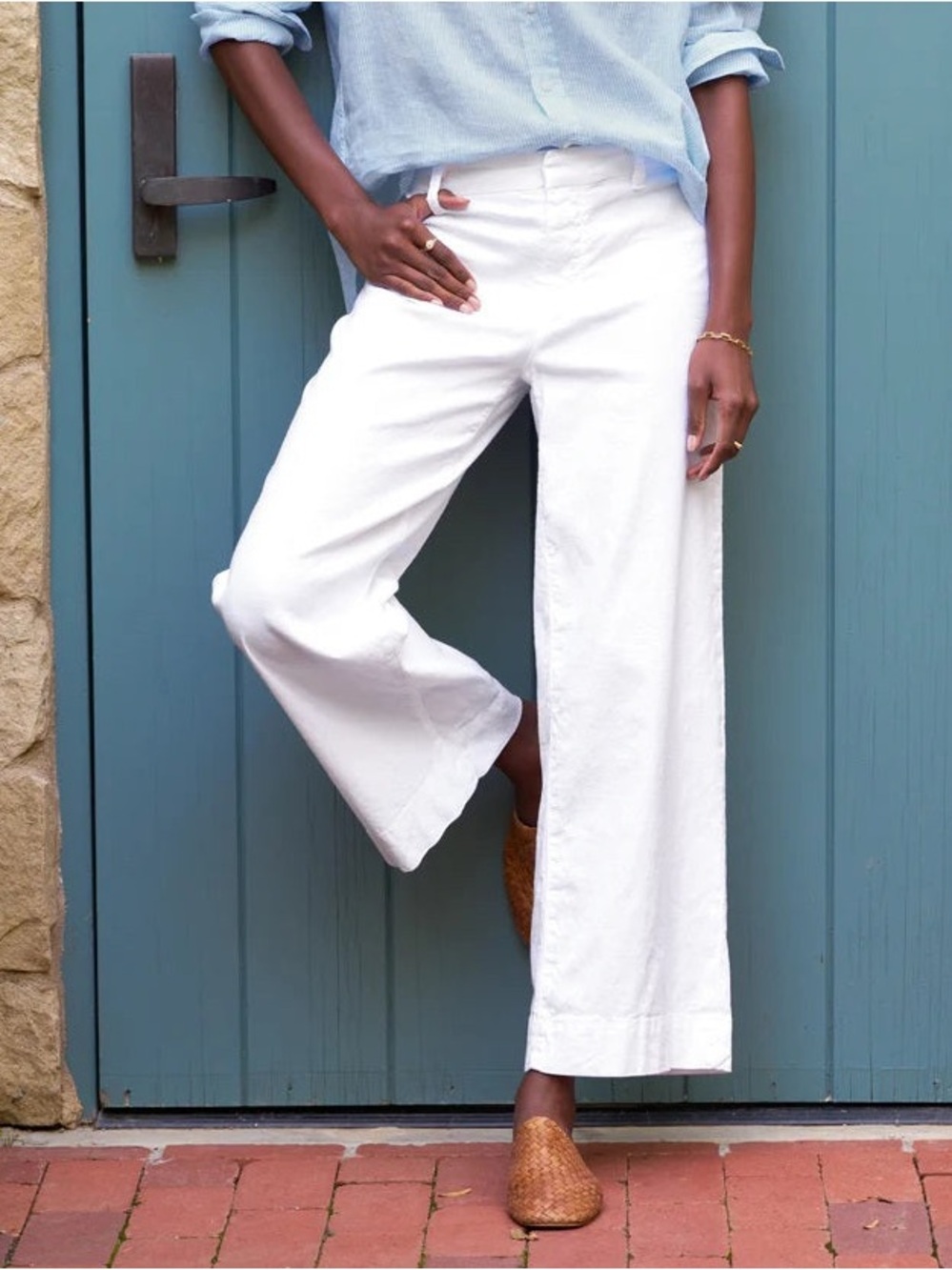 Frank & Eileen Wexford White Wide Leg Pants Sz 10